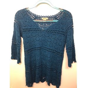 Lucky Brand Turquoise Crochet Top